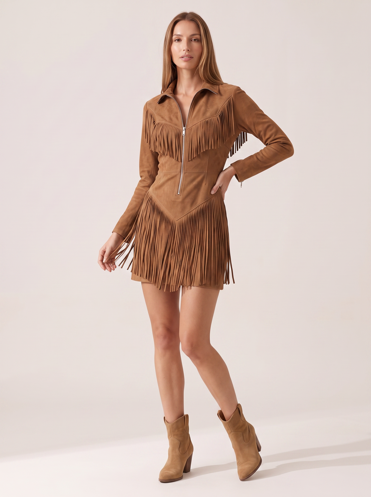 Vestido Dakota Flecos Camel