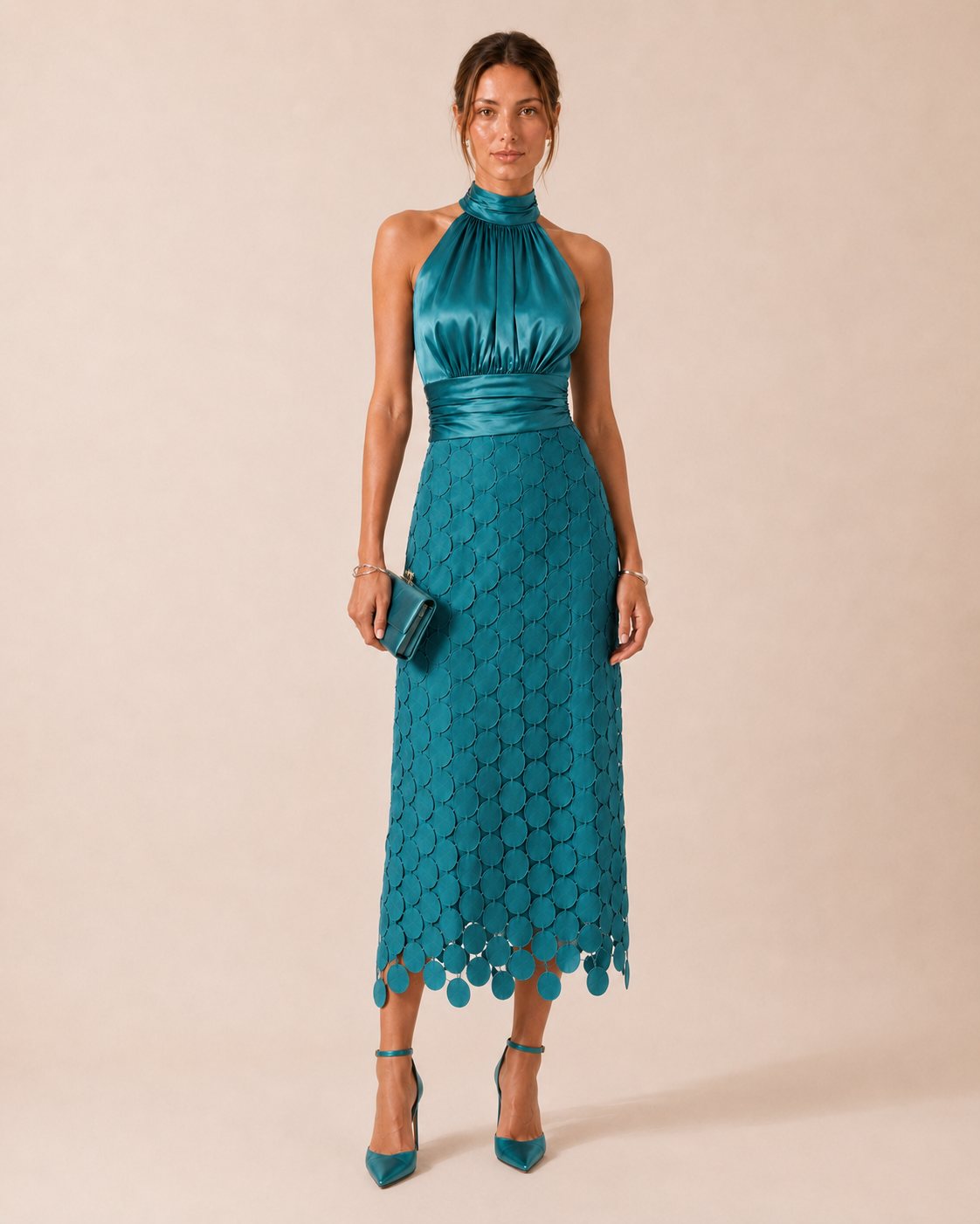 Vestido Vega Lentejuelas Azul Petróleo