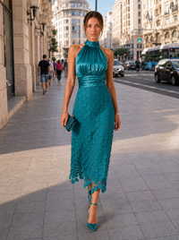 Vestido Vega Lentejuelas Azul Petróleo
