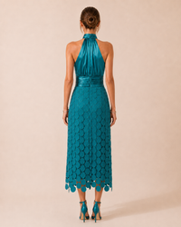 Vestido Vega Lentejuelas Azul Petróleo
