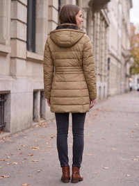 Abrigo Oslo Acolchado caqui de espaldas