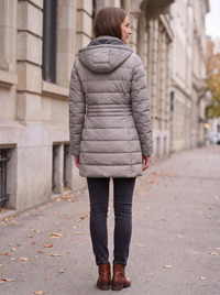 Abrigo Oslo Acolchado gris de espaldas